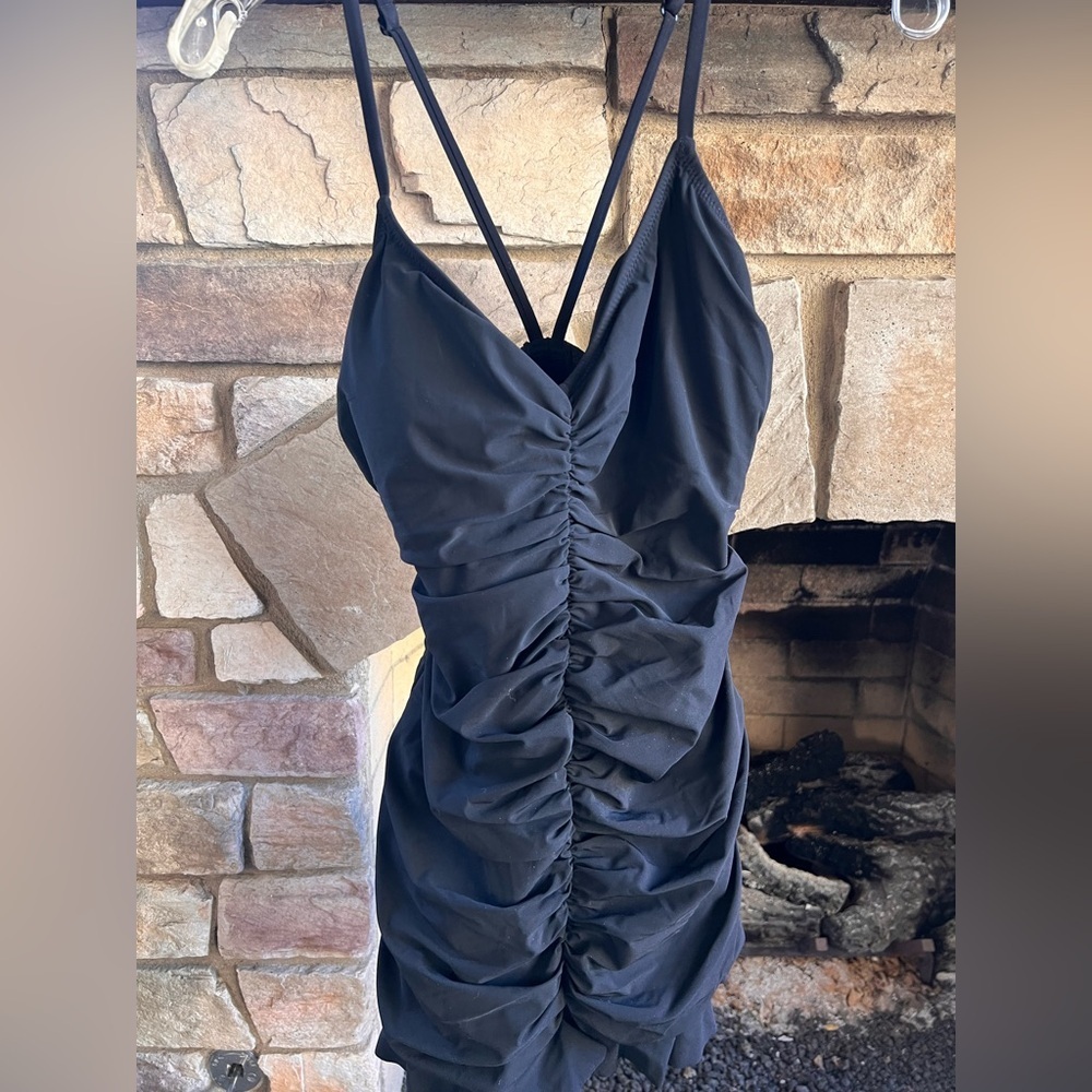 Profile By Gottex Black Ruched Swim Dress Size 12